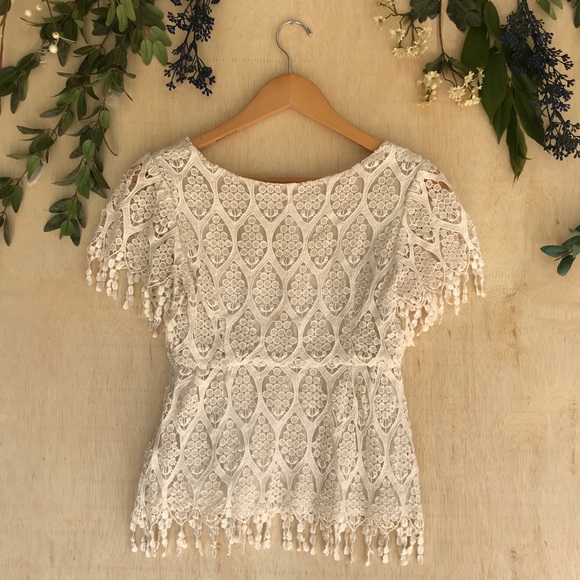 Stone Cold Fox White Lace Lapis Blouse - Picture 6 of 8